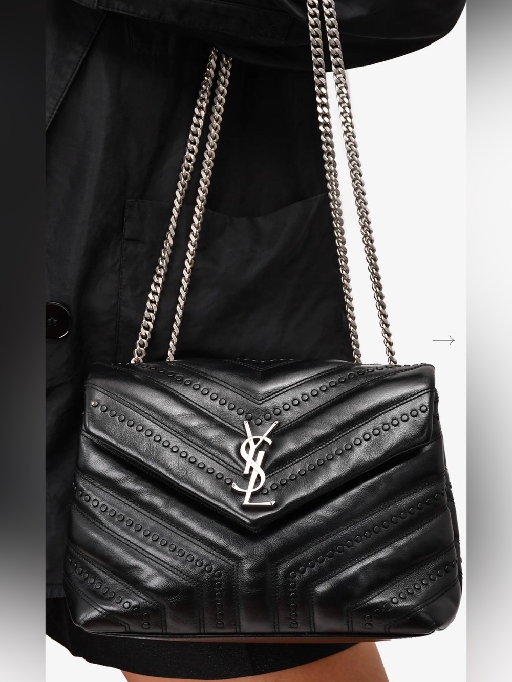 𝑹𝒂𝒓𝒆 UNIQUE Yves Saint Laurent Black Chevron LouLou Small Leather Bag YSL - Picture 3 of 16